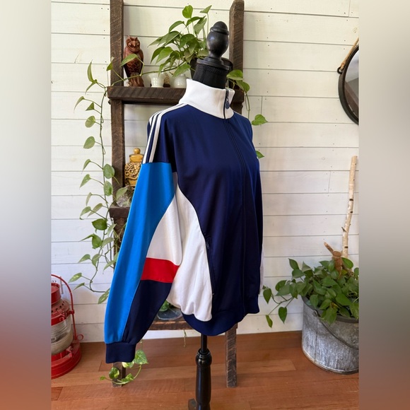 Adidas Vintage Navy Blue and White Zip-Up Track Jacket - Picture 10 of 17